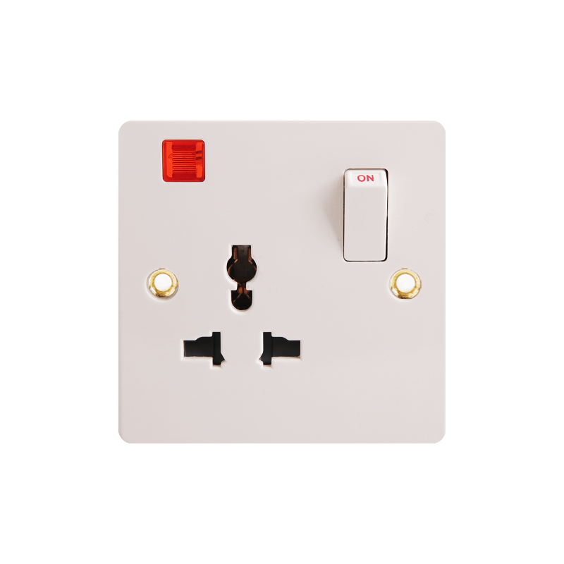 16A 1 Gang Multi-Fungsi Bakelite Switched Socket Tiang Tunggal dengan Neon Hk6116WN-UN